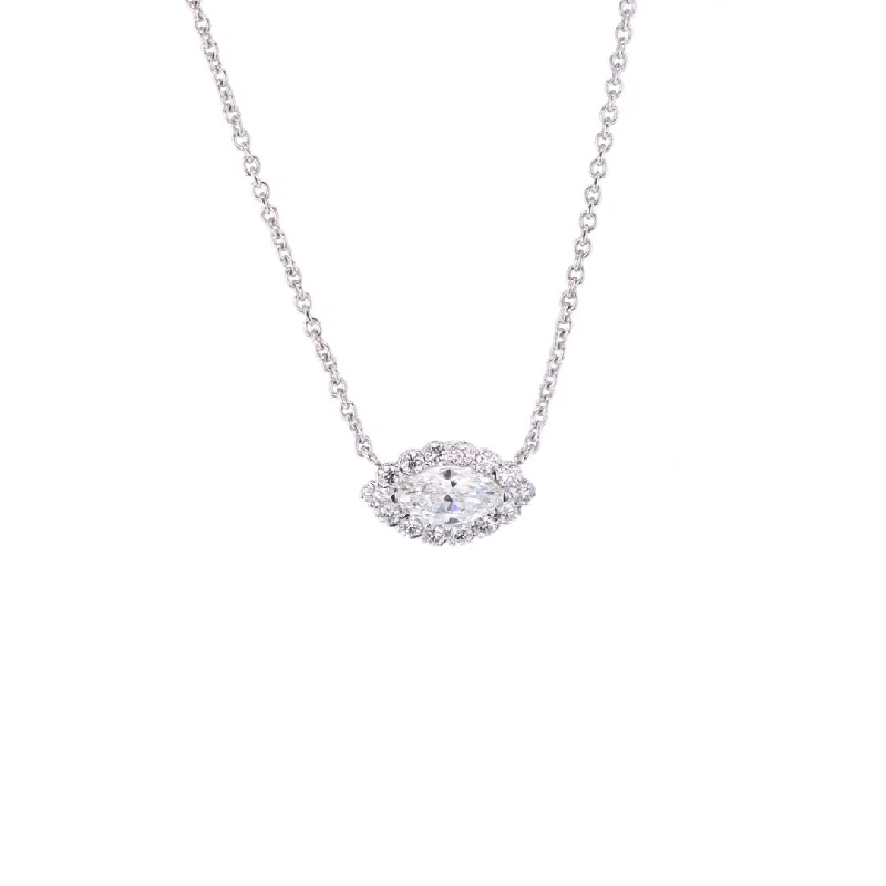 Men’s Silver Chain Necklaces-0.60 ctw Diamond with a 0.28 ctw Diamond Halo Pendant Necklace