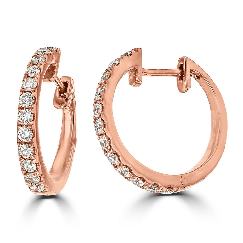 Beautiful Gold Earrings-Crystal Drop Earrings-14KT Rose Gold .31 CTW Diamond Hoop Earrings