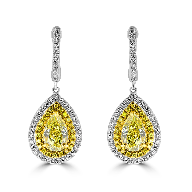 Jewel Stud Earrings-Long Drop Earrings-18KT GOLD 2.11 CTW & 0.66 CTW DIAMOND EARRINGS