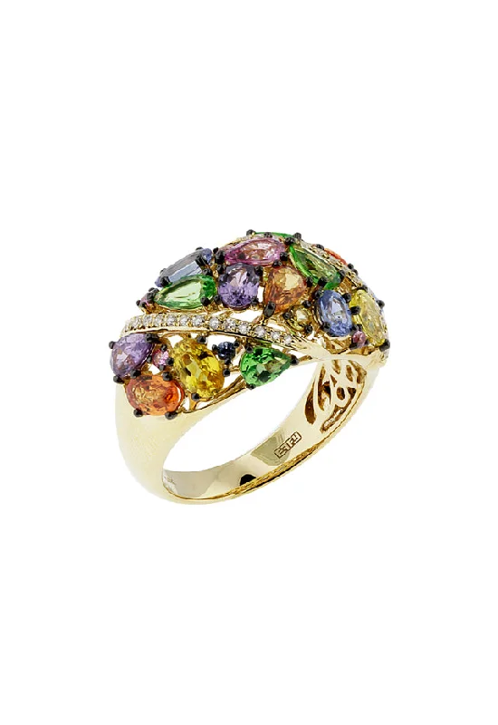 GarnetRings-Watercolors Multi Gemstone & Diamond Ring, 3.74 TCW