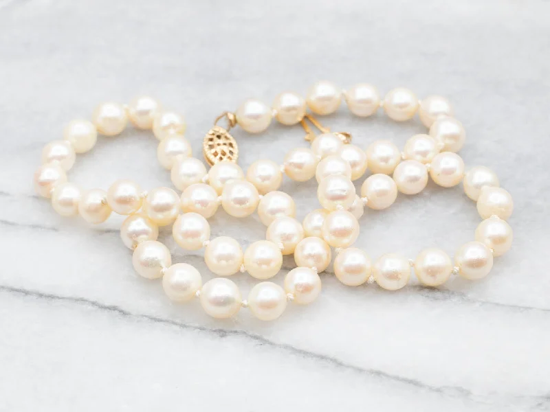 Romantic Jewelry Necklaces-Vintage Gold Fill Saltwater Pearl Necklace