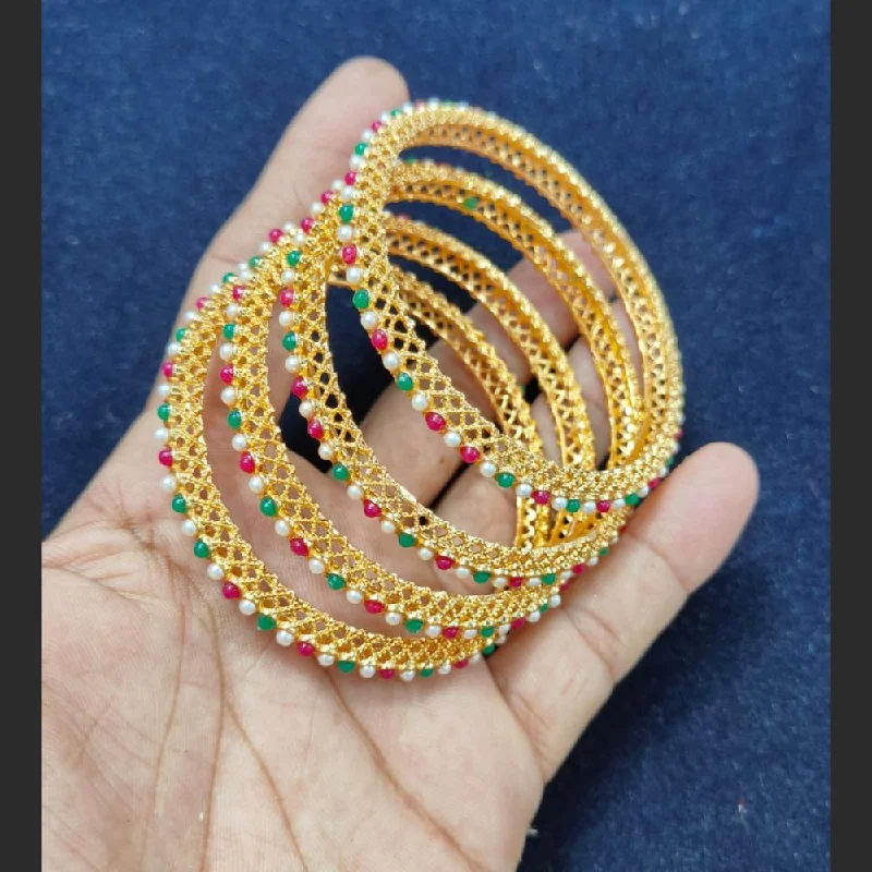 Set Of Bangles For Special Parties-Pooja Bangles Gold Plated Beads Bangles Set