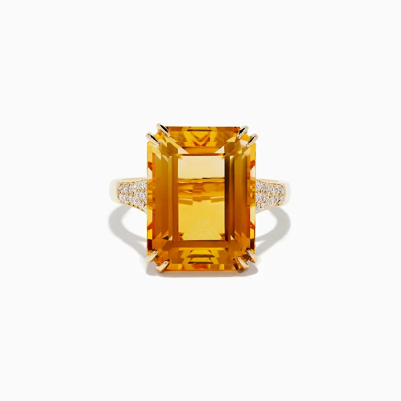 AnimalRings-Sunset 14K Yellow Gold Citrine and Diamond Cocktail Ring