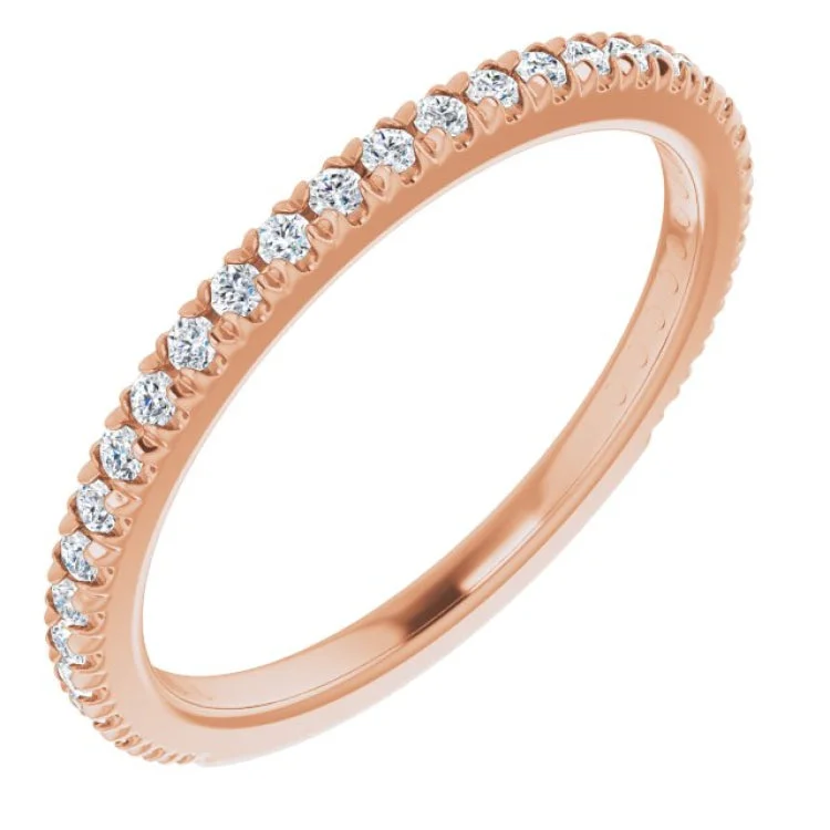 ThreeStoneRings-14K Rose 1/3 CTW Natural Diamond French-Set Anniversary Band