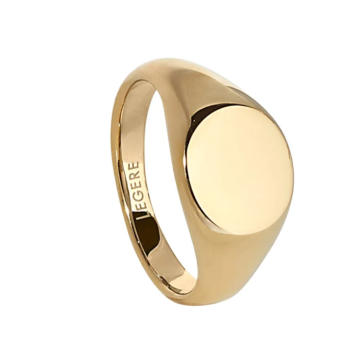 StackableRings-Gold IP Finish Stainless Steel Round Signet Ring  - Size 12