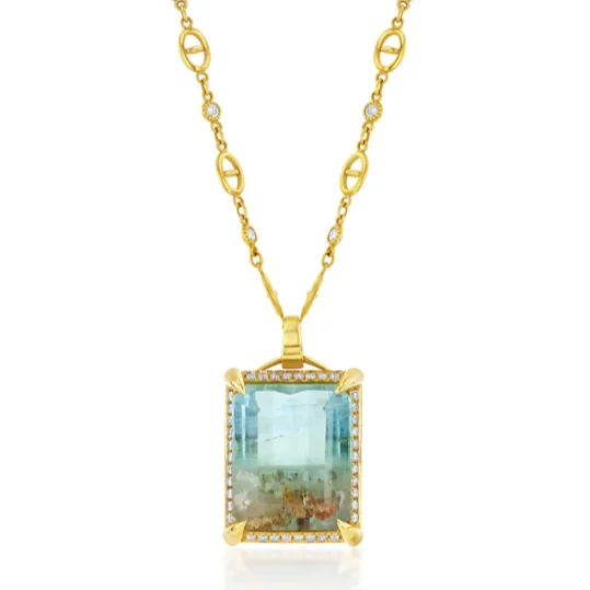 Crystal Pendant Necklaces-Aquapool Looking Glass Necklace