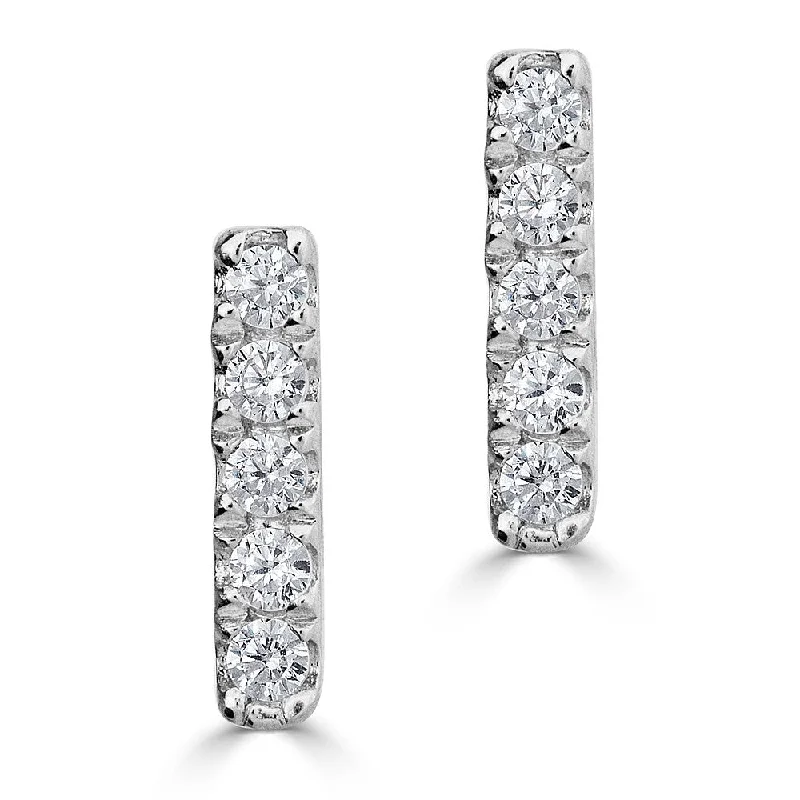 Silver Earrings for Men-Large Earrings-EMILIQUE 14KT GOLD 0.06 CTW DIAMOND BAR STUD EARRINGS