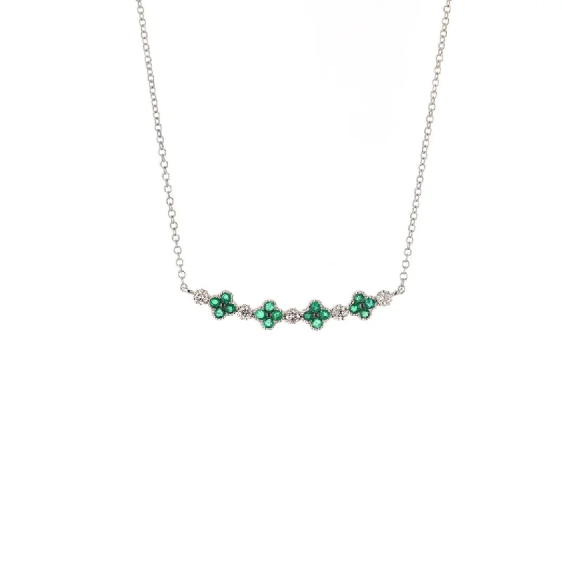 Gift Necklaces for Mom-Emerald & Diamond Necklace | M10278623