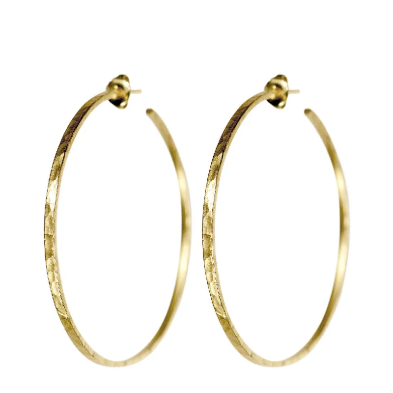 Birthday Drop Earrings-Affordable Earrings-18K Gold Large Hammered Hoop Earrings