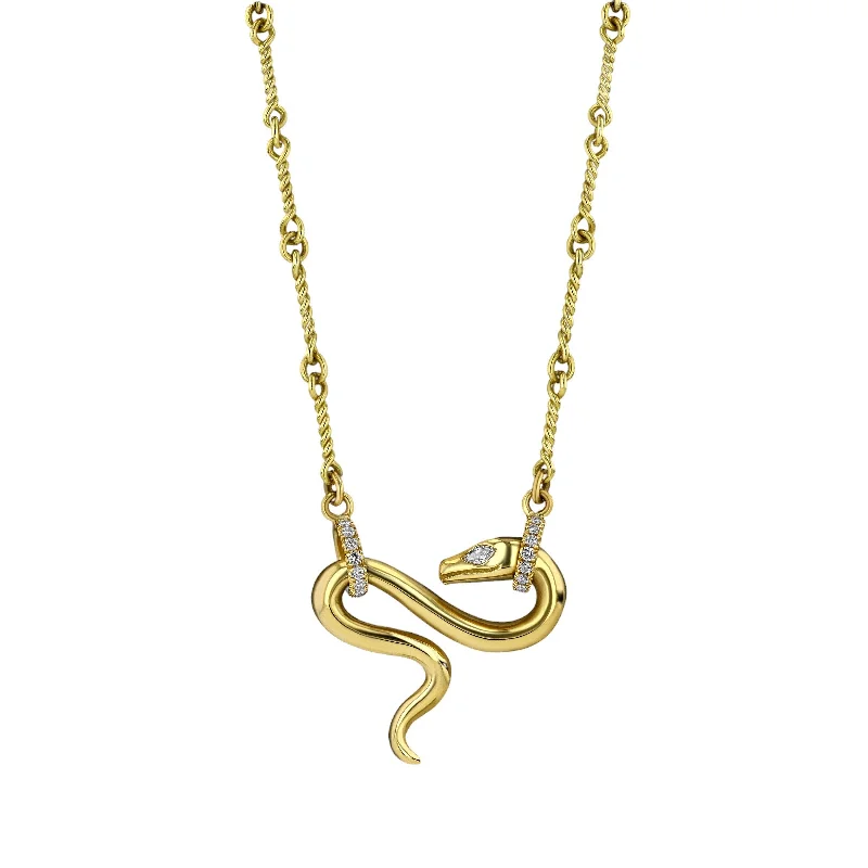 Triple Layer Necklaces for Women-Diamond Serpent Necklace