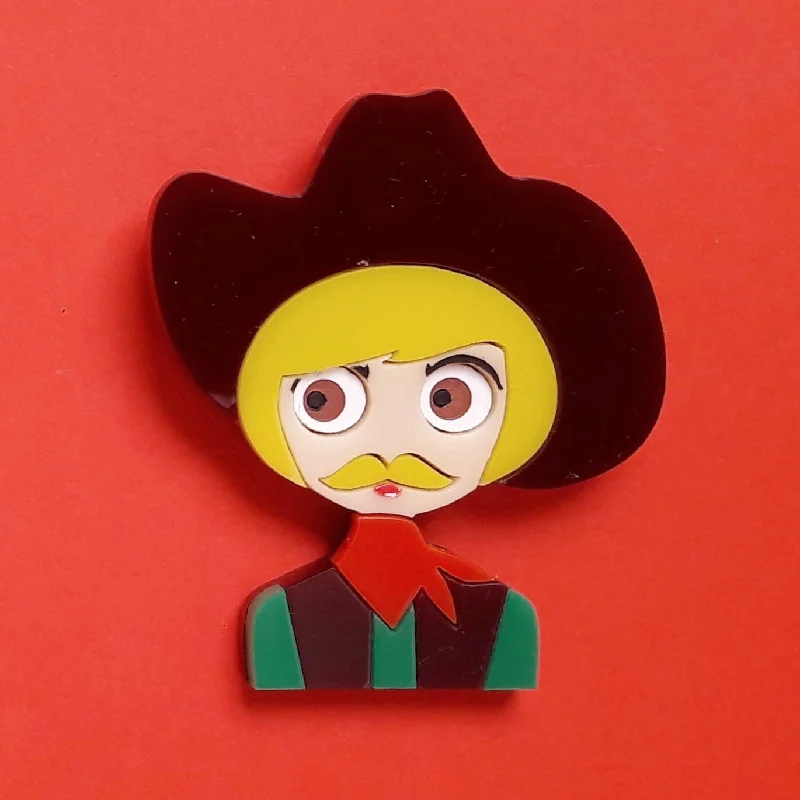 Vintage floral pin-BOB Cowboy Acrylic Brooch, February Limited Numbered Edition