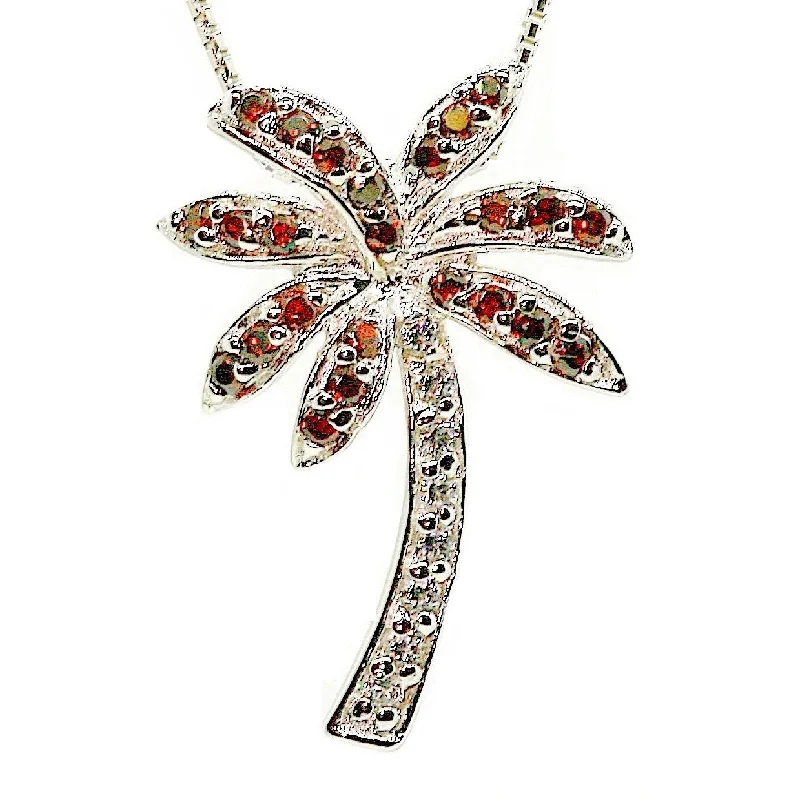 Elegant Diamond Necklaces-Florida Cabernet Palm Tree Necklace