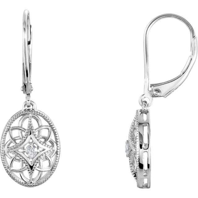 Holiday Drop Earrings-Crystal Earrings-Sterling Silver .06 CTW Diamond Lever Back Earrings