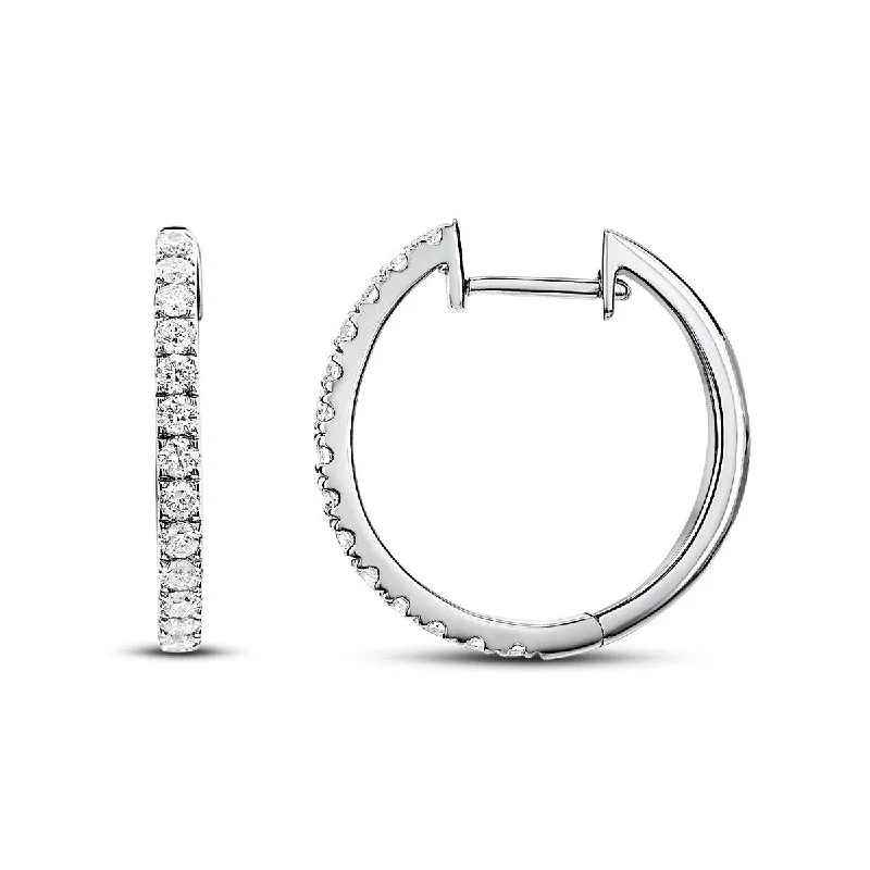 Cute Drop Earrings-Silver Hoop Earrings-14KT GOLD 0.12 CTW DIAMOND SMALL HUGGIE HOOP EARRINGS