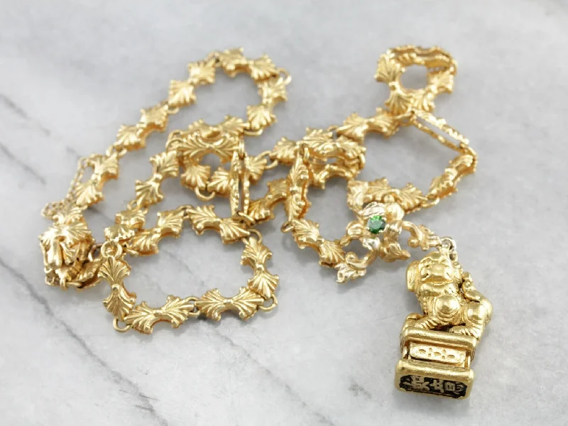 Multi-Layer Necklaces-Fine Gold Chinese Foo Dog Necklace