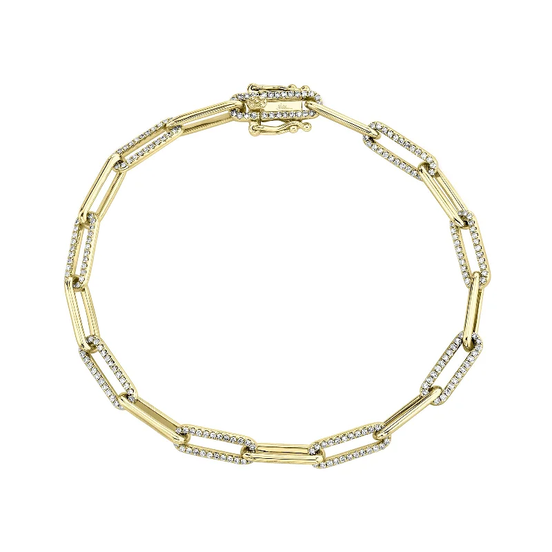 AstrologyBracelets-Paper Clip Link Bracelet with Diamonds