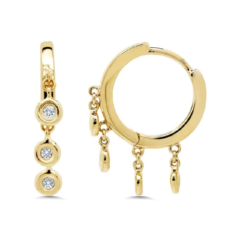 Handmade Gemstone Earrings-Square Drop Earrings-14KT Gold .17 CTW Diamond Shaker Hoop Earrings