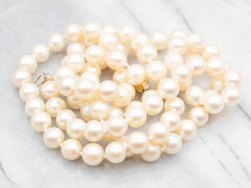 Crystal Pendant Necklaces-Long Saltwater Pearl Strand Necklace