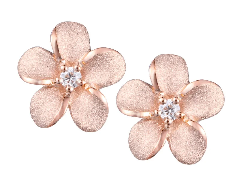 Lightweight Drop Earrings-Drop Earrings for Evening-Plumeria Stud Earrings in Rose Gold