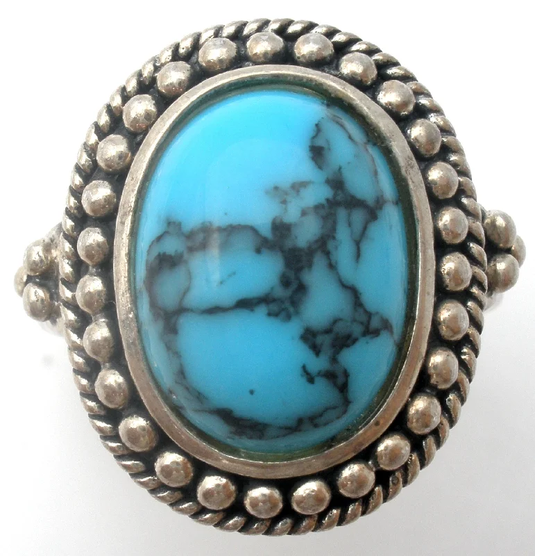 AmethystRings-Turquoise Ring Sterling Silver Size 8.5