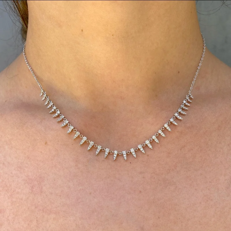 Elegant Diamond Necklaces-Diamond Dagger Fringe Necklace