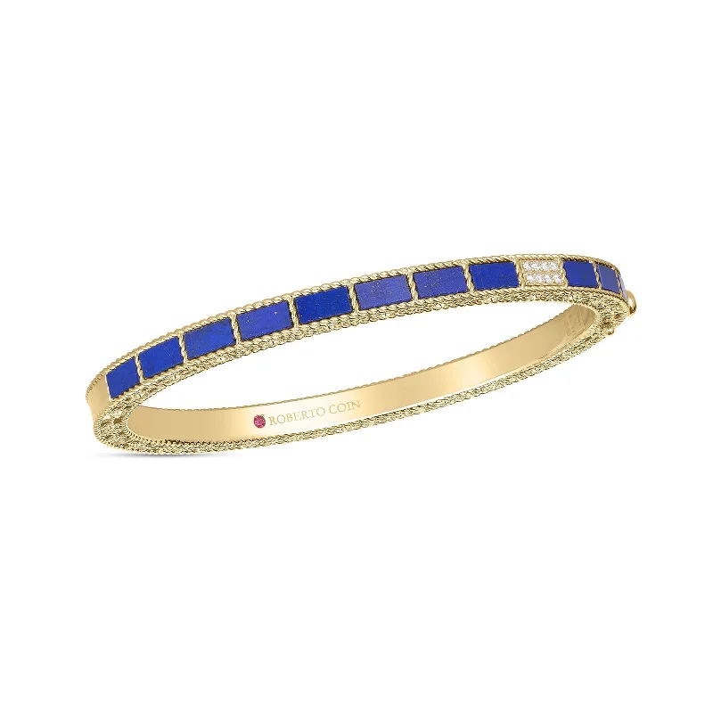 ClassicBracelets-Mosaic Diamond Accent & Lapis Lazuli Bangle