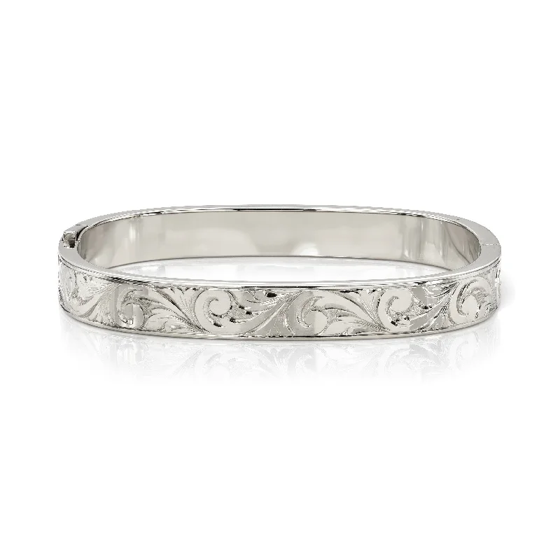 AdventureBracelets-ALEX BANGLE - ENGRAVED PLATINUM