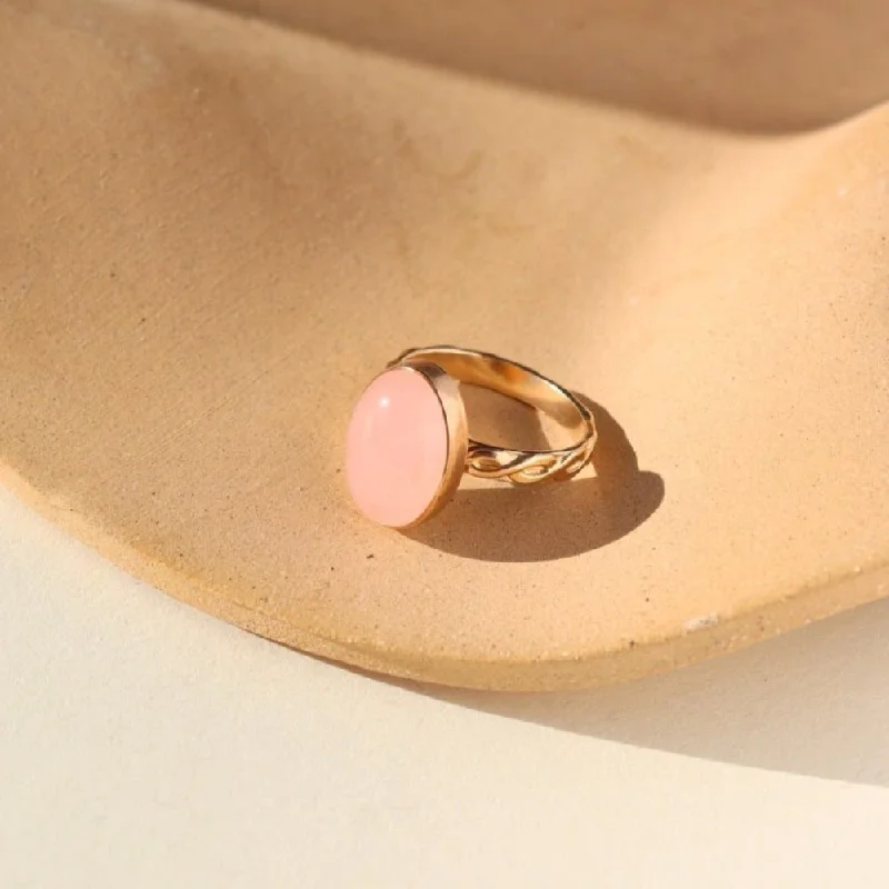 SilverRings-Entwined Rose Quartz Ring