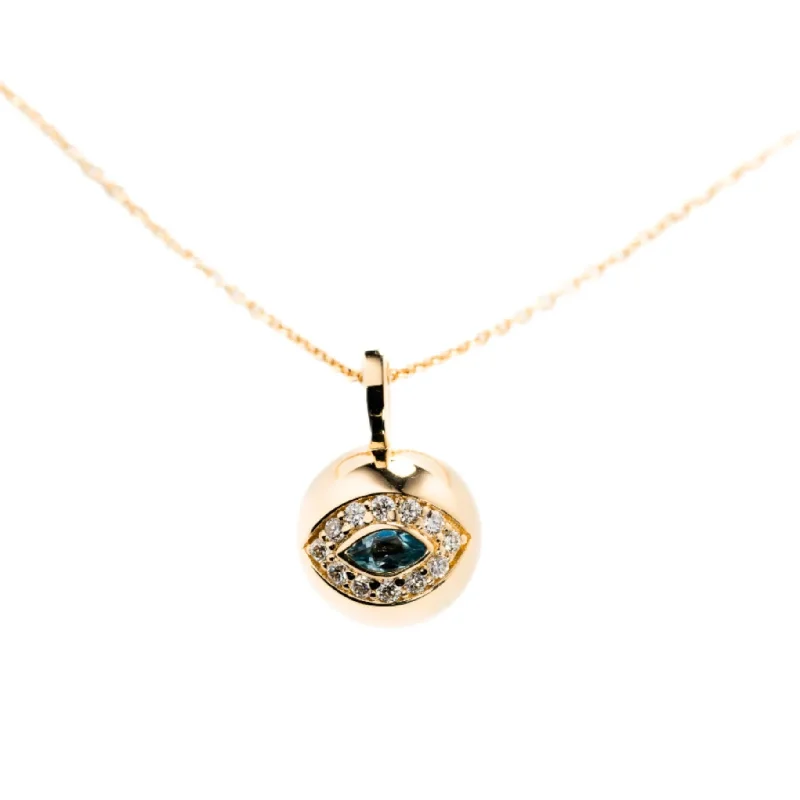 Diamond and Sapphire Necklaces-Marquise Sphere with Sapphire Eye Necklace