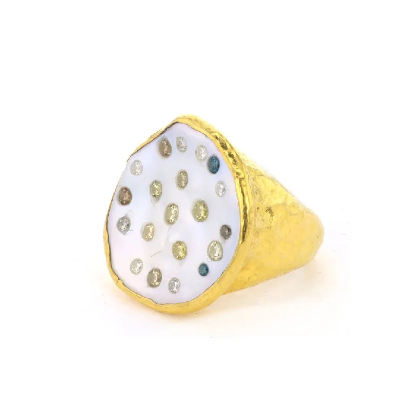 OpalRings-Mother of Pearl & Diamond Ring