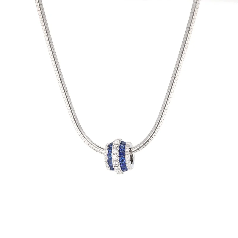 Women’s Heart Pendant Necklaces-Blue Sapphire & Diamond Necklace