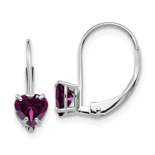 Retro Earrings-Unique Drop Earrings-14KT WHITE GOLD 1.00 CTW RHODOLITE GARNET LEVERBACK EARRINGS