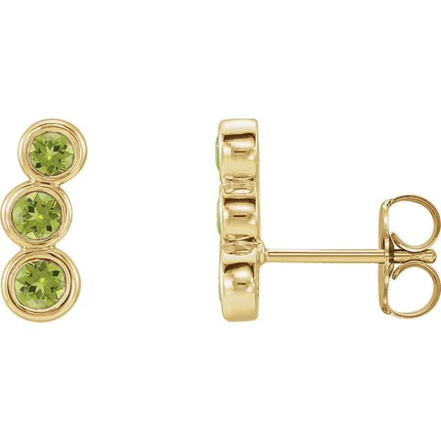 Small Hoop Earrings-Beautiful Gold Earrings-14KT GOLD 0.64 CTW PERIDOT EAR CLIMBER EARRINGS