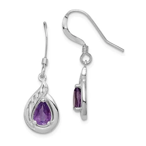 Infinity Earrings-Bridal Earrings-Sterling Silver And Amethyst Pear Fancy Dangle Earrings