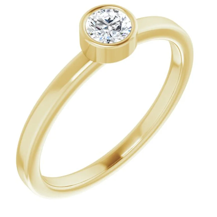 DogRings-14K Yellow 4 mm Natural White Sapphire Ring