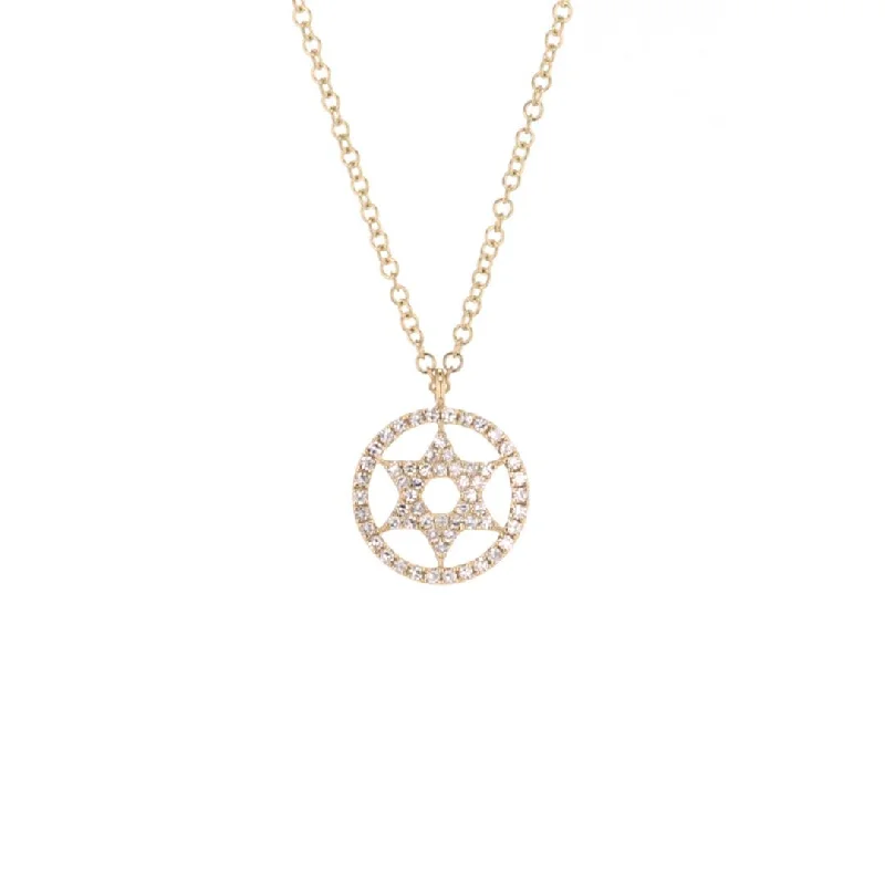 Fine Silver Necklaces for Women-Diamond Star of David Pendant Necklace