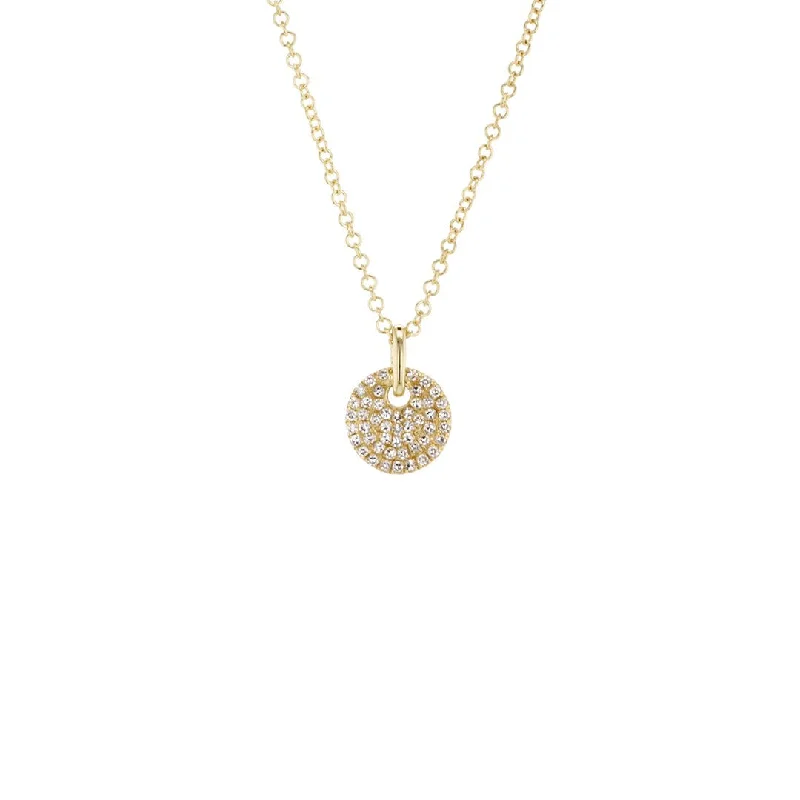 Simple Gold Necklaces for Women-0.11 ctw Diamond Disc Necklace