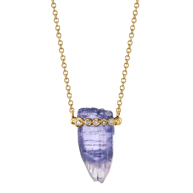 Luxury Necklaces for Women-Tanzanite Crystal Necklace with Diamonds