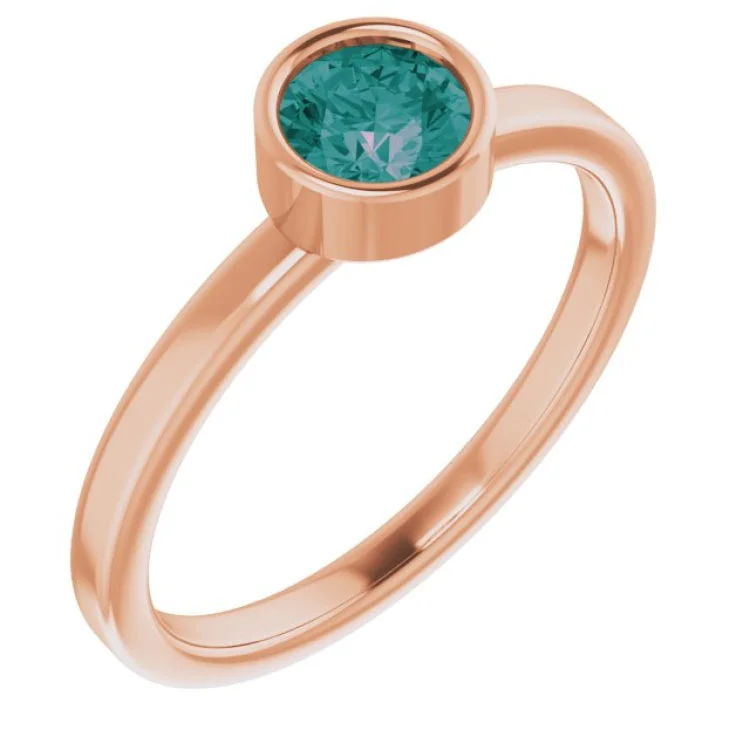 FatherhoodRings-14K Rose 5 mm Lab-Grown Alexandrite Ring