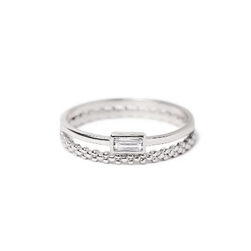 FiveStoneRings-Baguette + Eternity Bead Ring Set