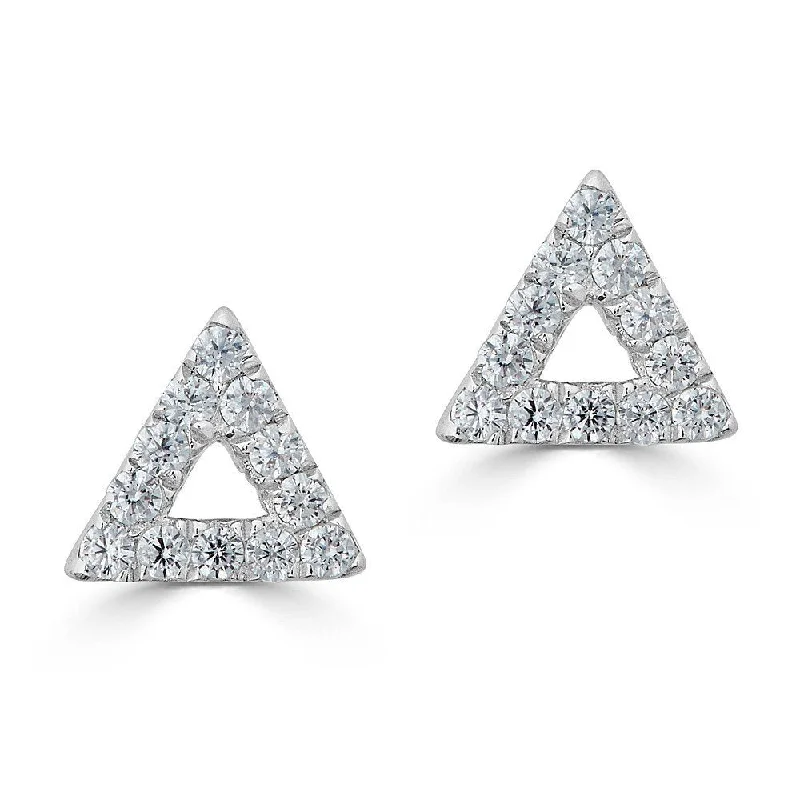 Gold Crystal Earrings-Contemporary Earrings-14KT GOLD 0.08 CTW DIAMOND TRIANGLE OUTLINE STUD EARRINGS