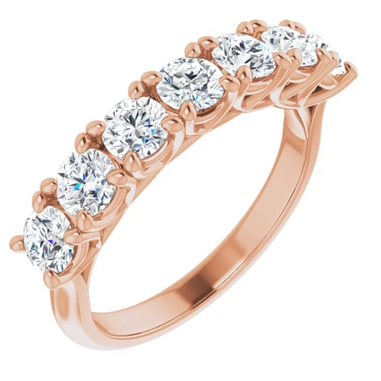 DaisyRings-14K Rose 1 1/3 CTW Natural Diamond Seven-Stone Anniversary Band