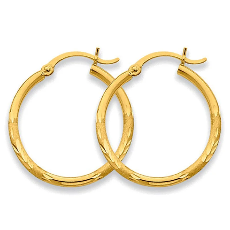 Sparkle Earrings-Fashion Earrings-14KT YELLOW GOLD SATIN HOOP EARRINGS