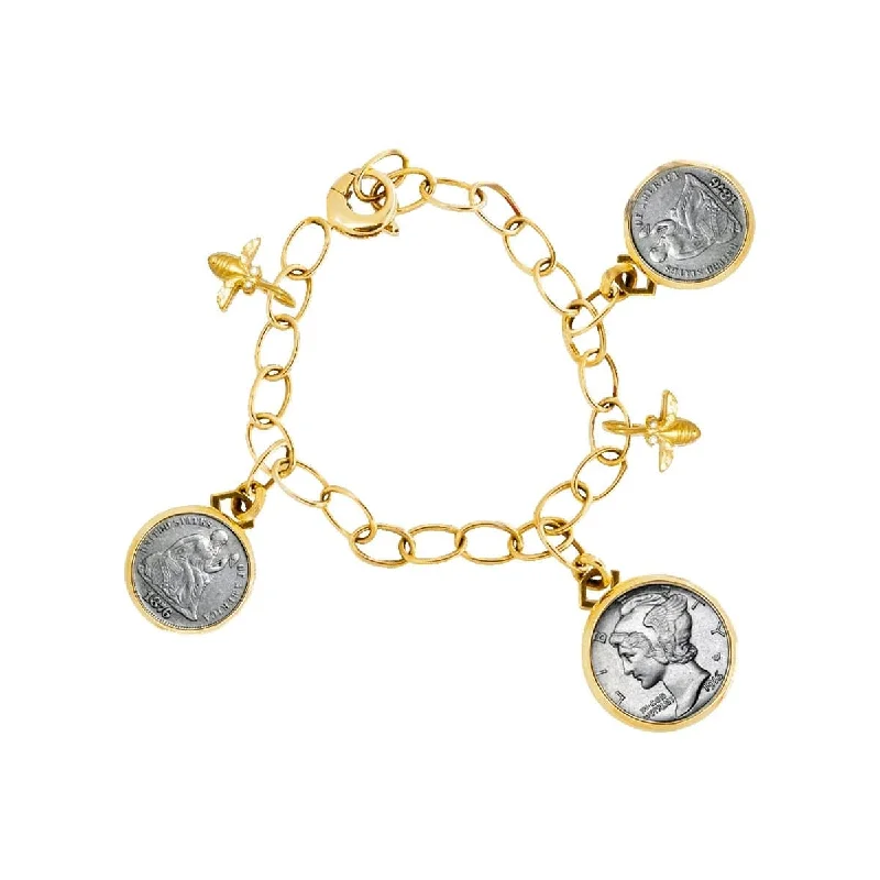 ChainBracelets-Coin, Butterfly and Bee Bracelet