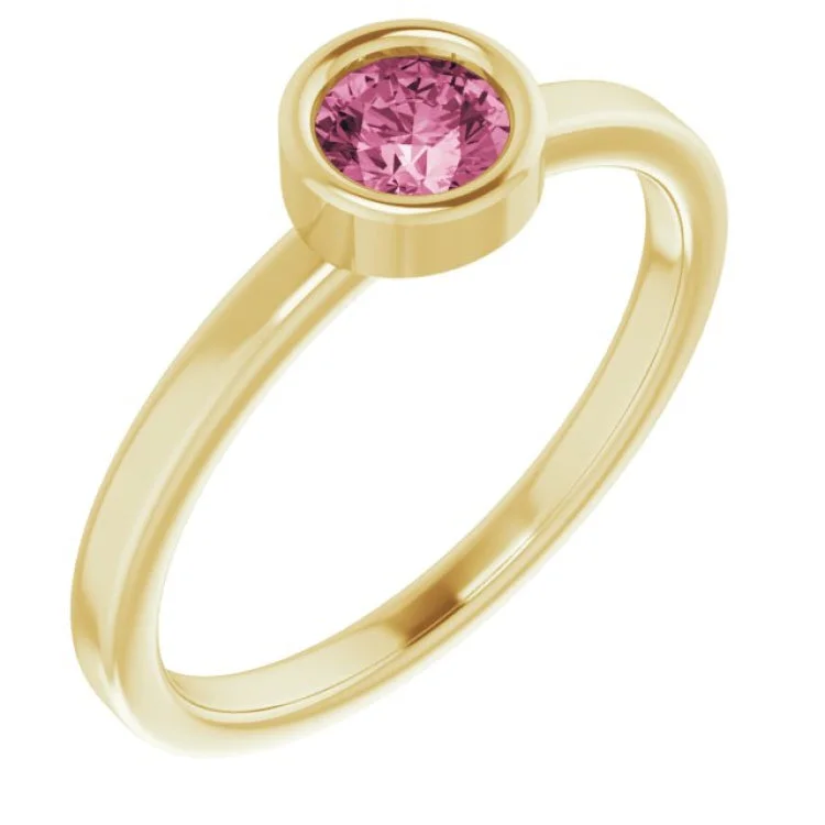 WaveRings-14K Yellow 4.5 mm Natural Pink Tourmaline Ring