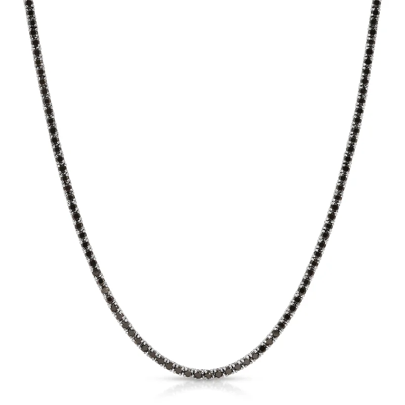 Stunning Diamond Necklaces-Black Diamond Tennis Necklace