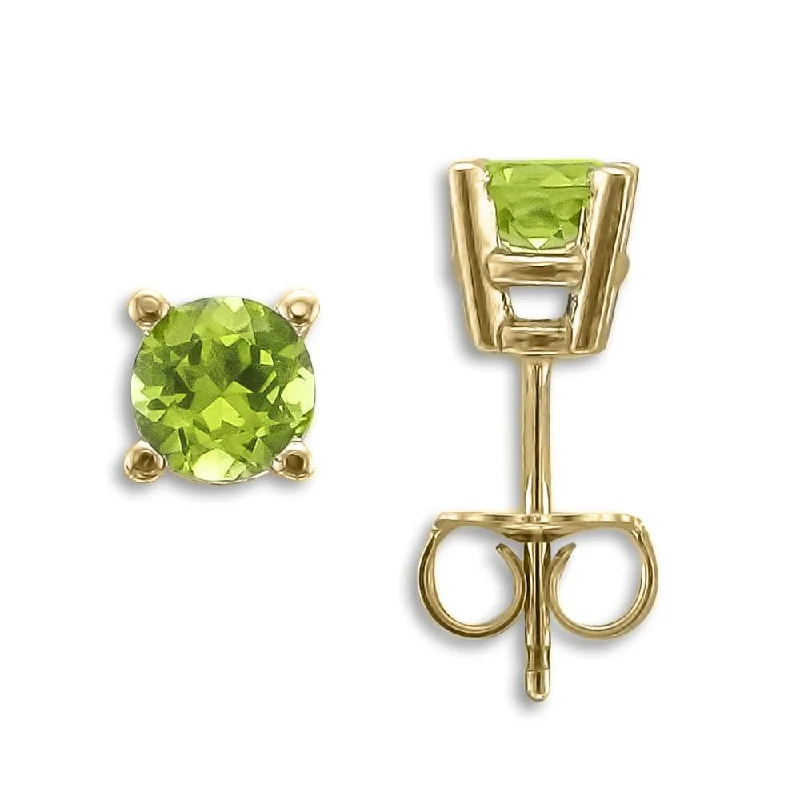 Stunning Drop Earrings-Handcrafted Earrings-14KT YELLOW GOLD 1.00 CTW ROUND PERIDOT EARRINGS