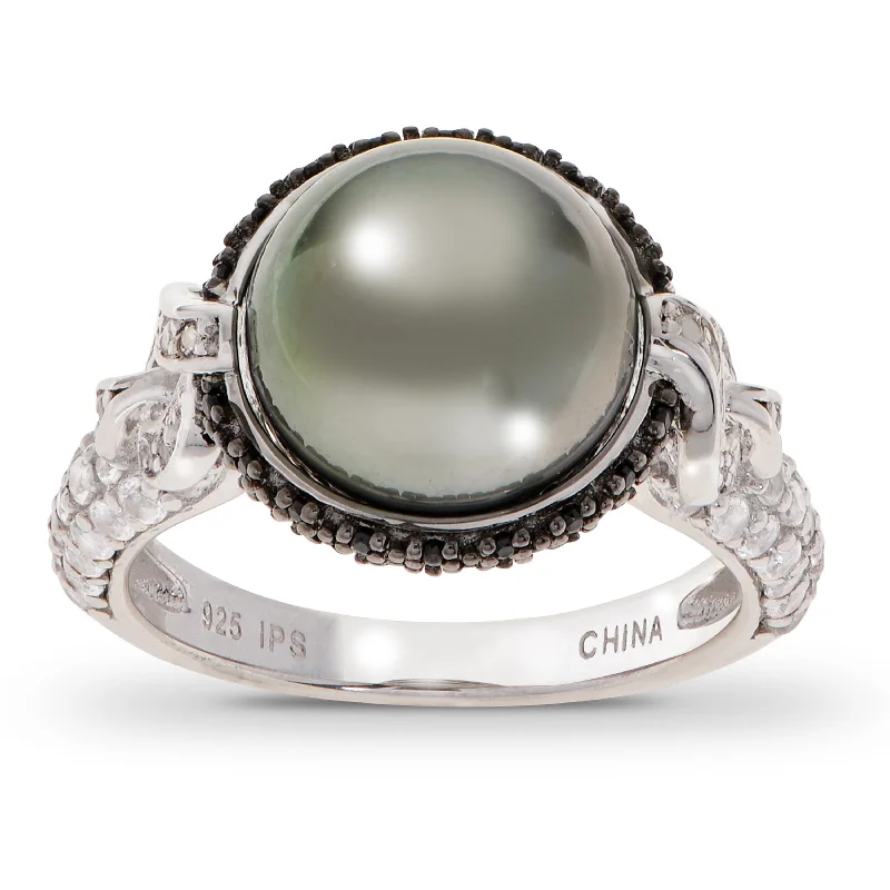 TopazRings-Sterling Silver Tahitian Pearl Ring