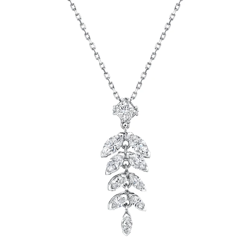 Large Pendant Necklaces for Women-Diamond Leaf Pendant Necklace