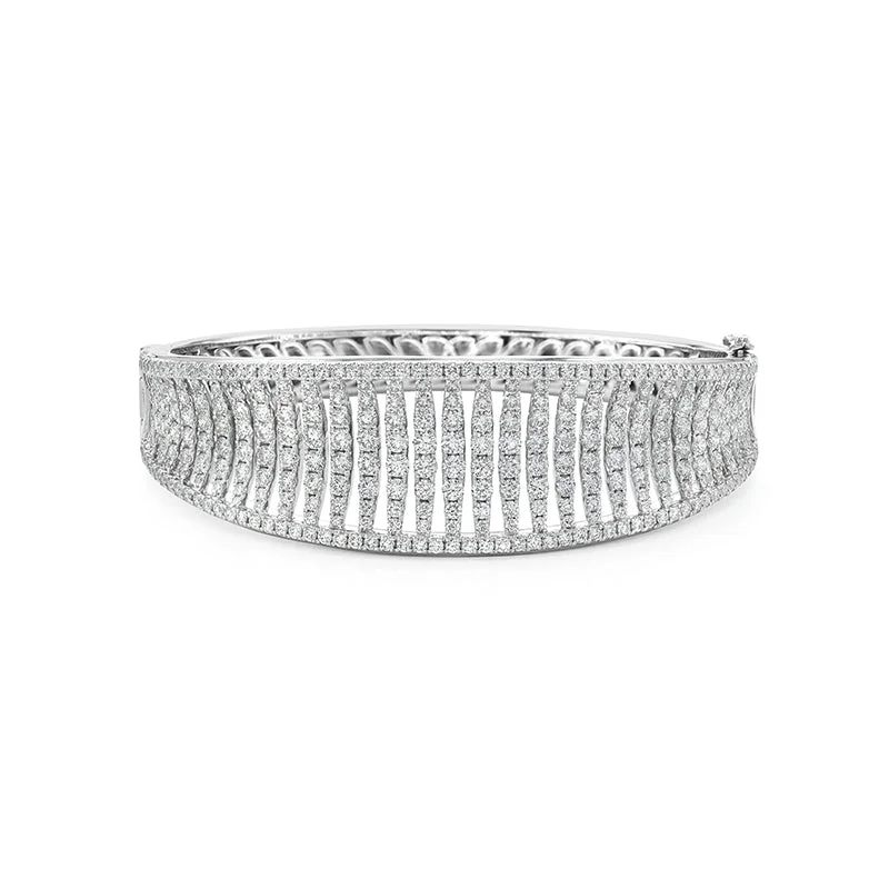 GarnetBracelets-18k White Gold Birdcage Cuff Bracelet